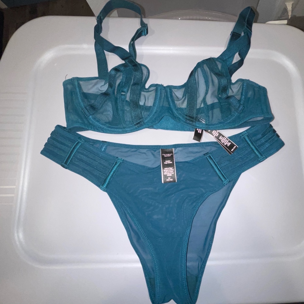Marine blue Victoria’s Secret bra and panty set